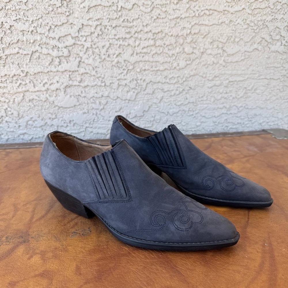 Vintage Guess By Georges Marciano Blue Gray Suede Western Booties Womens 7